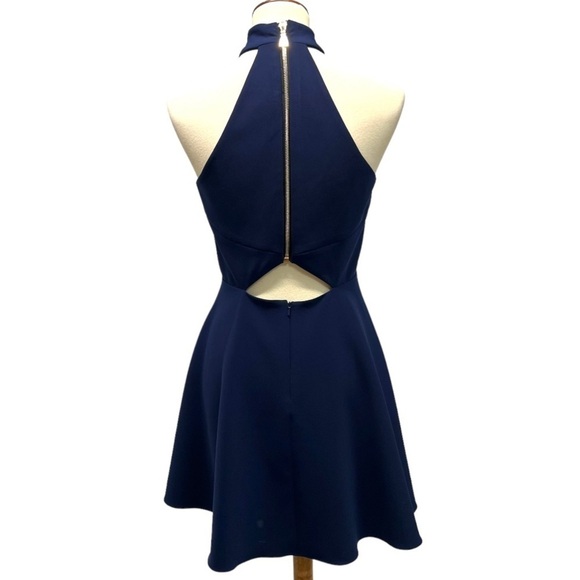 Jay Godfrey Navy Blue Cutout Halter Neck Skater Cocktail Dress Women’s 4 - Picture 8 of 14